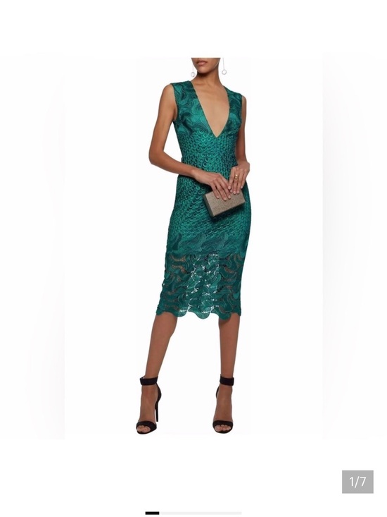 NICHOLAS Dresses & Skirts - NICHOLAS Emerald Lace V-Neck Midi Dress